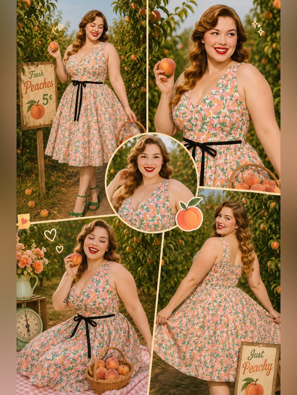 Torrid Retro Chic Pink & Orange Peaches Print Belted Swing Dress, Large, NWT! - Picture 11 of 16